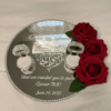Personalized Islamic Engagement Mirror Platter with Red Roses