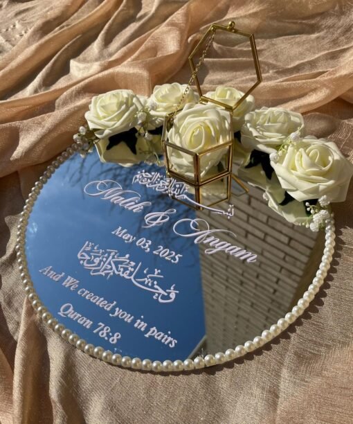 White Rose Luxury Round Mirror Engagement Platter