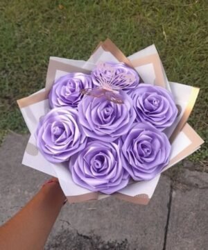 Handmade Satin Ribbon Rose Bouquet with Butterfly