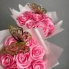 Handmade Satin Ribbon Rose Bouquet with Butterfly