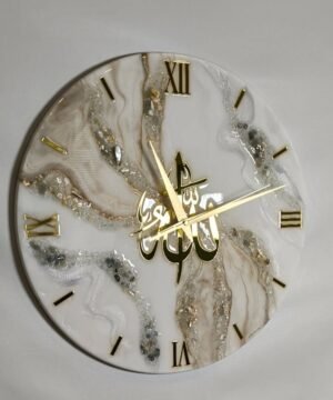 Luxury Islamic Resin Wall Clock with Allah Calligraphy