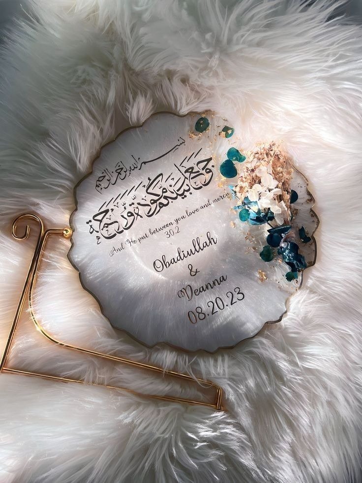 Floral Resin Nikkah Frame with Metal Stand
