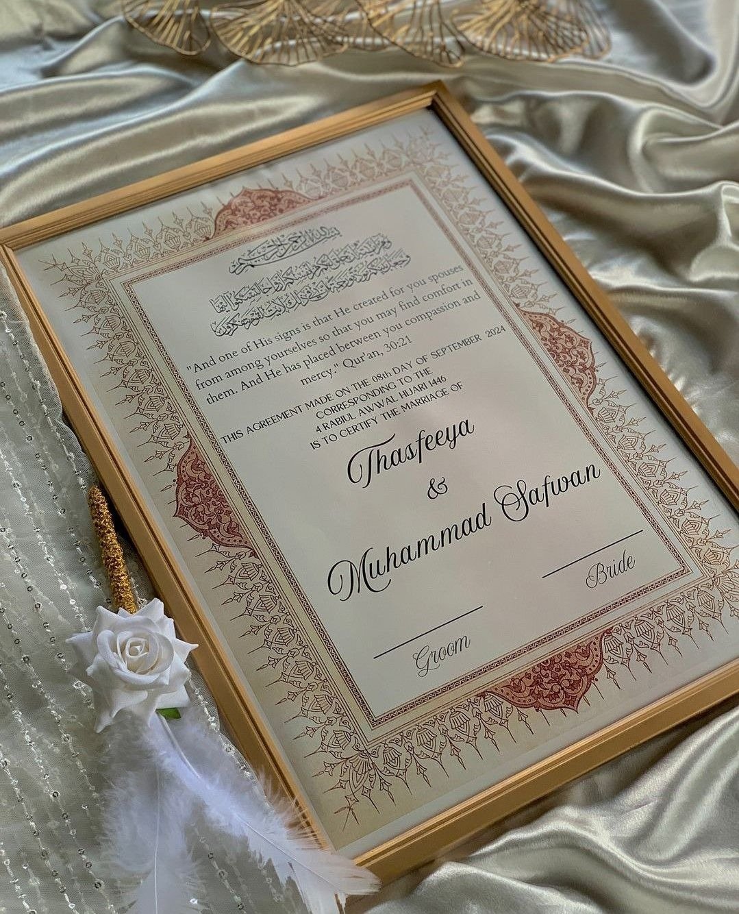 Dreamy Nikkah Nama Certificate Frame