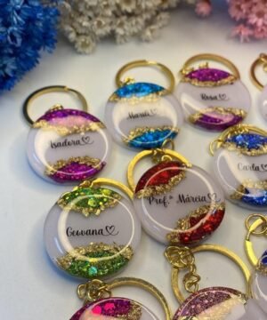 Glitter Wave Personalized Resin Name Keychain