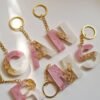 Custom Resin Alphabet Keychains with Gold Foil