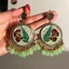 Handcrafted Green Resin Jhumkey with Real Flowers