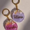 Personalized Pearl & Gold Flake Resin Name Keychains