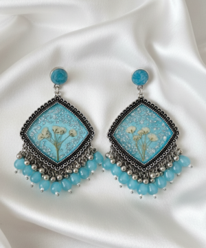 Sky Blue Floral Resin Jhumkay