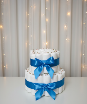 Handmade Two-Tier Diaper Cake for Baby