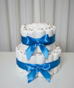 Handmade Two-Tier Diaper Cake for Baby