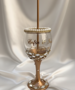 Customized Doodh Pilai Glass in Golden With Names