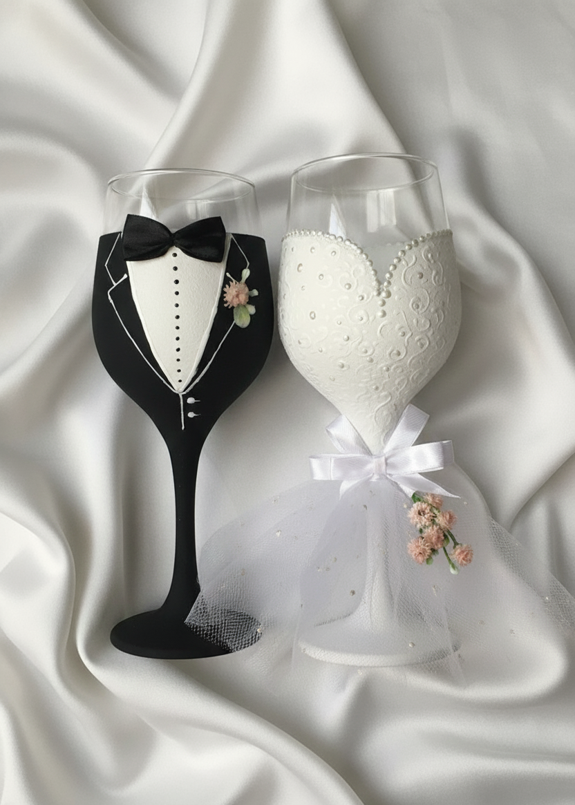 Elegant Doodh Pilai Glasses For Bride and Groom