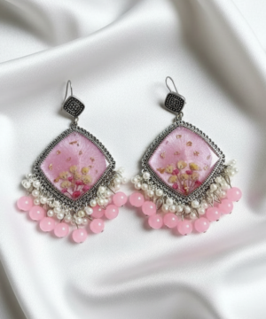 Handmade Blossom Pink Resin Floral Jhumkey
