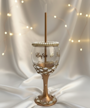 Customized Doodh Pilai Glass in Golden With Names