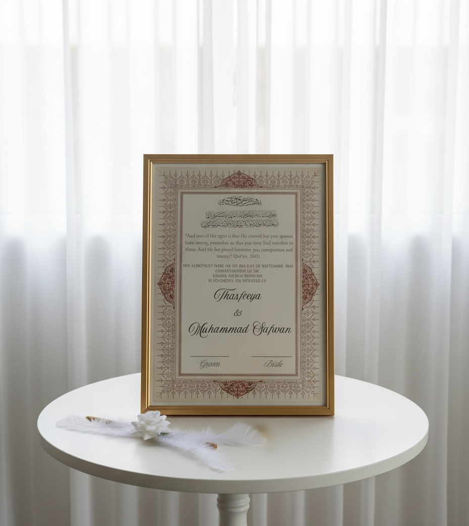 Dreamy Nikkah Nama Certificate Frame