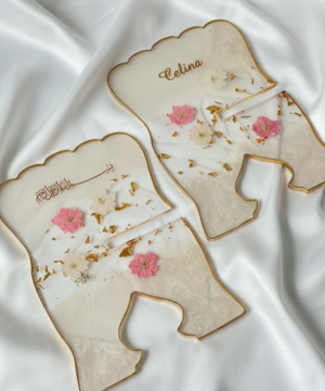 Personalized White Floral Resin Quran Stand Set