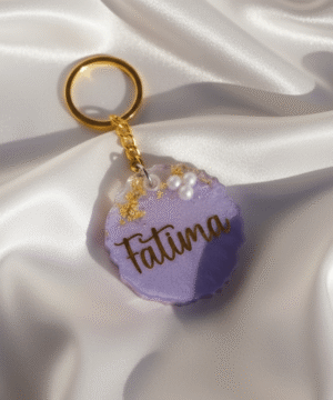 Personalized Pearl & Gold Flake Resin Name Keychains