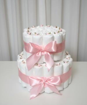 Handmade Two-Tier Diaper Cake for Baby