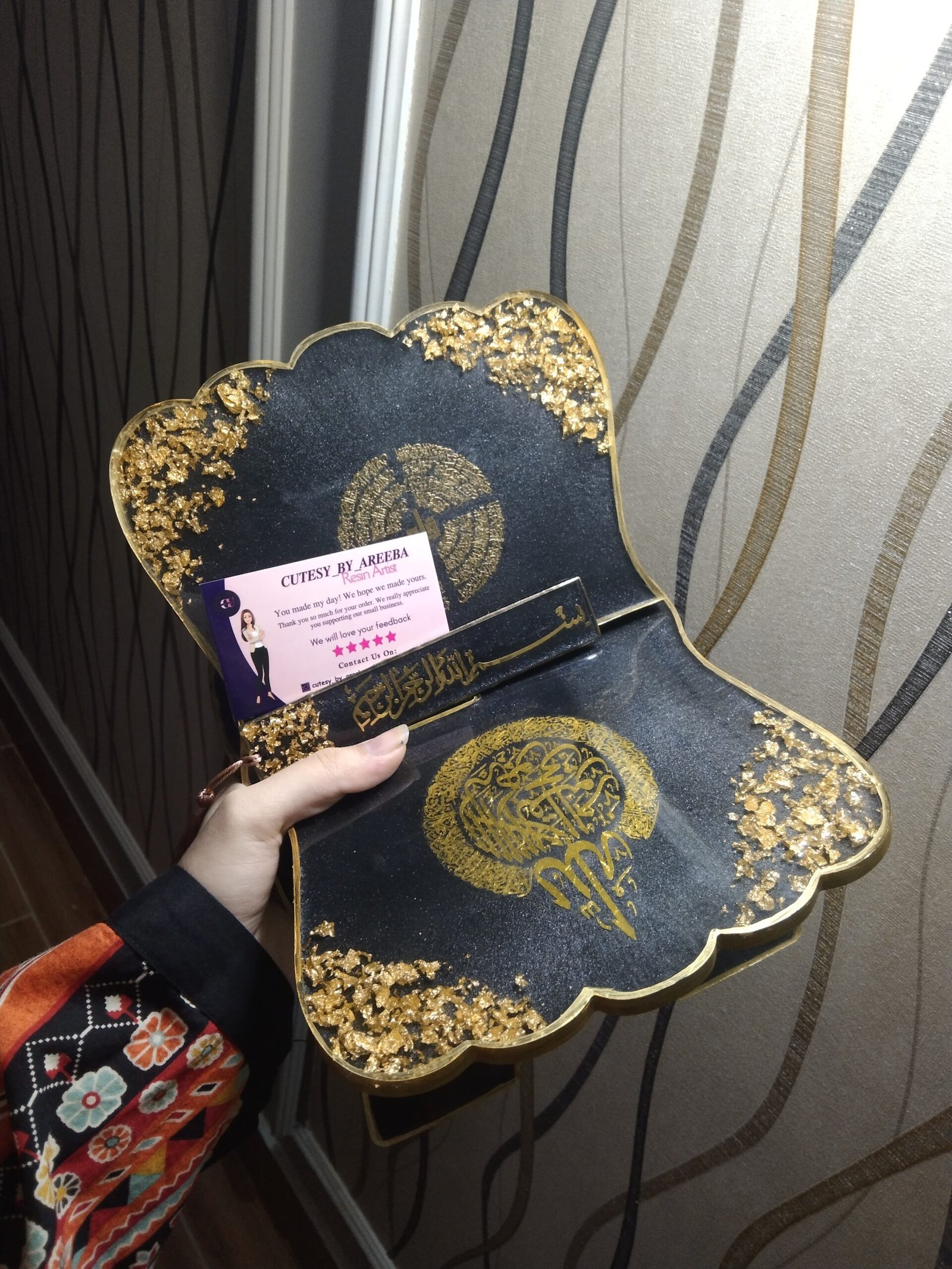 Handmade Black Resin Rehal – Islamic Quran Stand