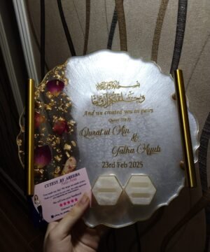 Personalized Rose Petal Resin Engagement Tray