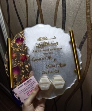 Personalized Rose Petal Resin Engagement Tray