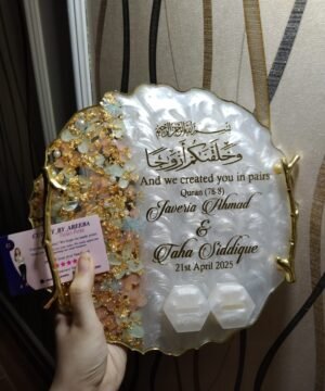 Golden Pearl Resin Handmade Engagement Ring Platter