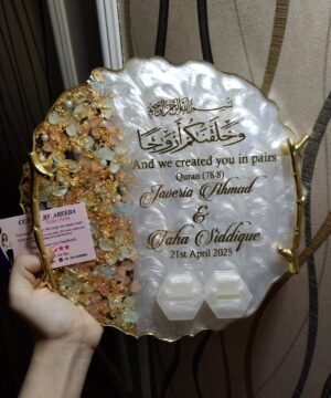 Golden Pearl Resin Handmade Engagement Ring Platter