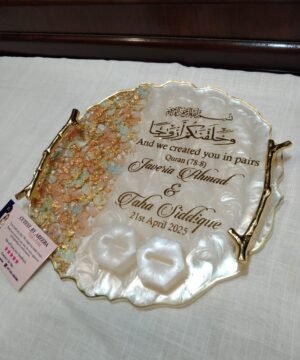 Golden Pearl Resin Handmade Engagement Ring Platter