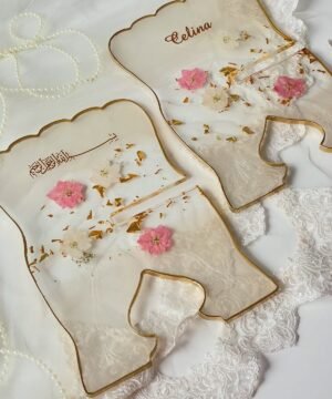 Personalized White Floral Resin Quran Stand Set