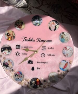 Personalized Baby Photo Resin Wall Clock with Birth Details