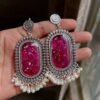 Handcrafted Silver-Plated Resin Jhumkey with Petals