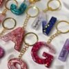 Personalized Glitter Resin Alphabet Keychains