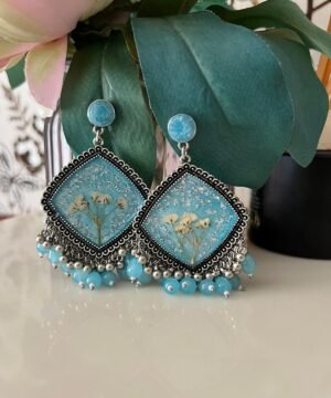 Sky Blue Floral Resin Jhumkay