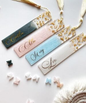 Personalized Name Resin Bookmarks with Gold Flakes & Tassel