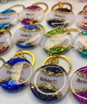 Glitter Wave Personalized Resin Name Keychain