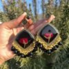 Black & Gold Handcrafted Floral Resin Jhumka