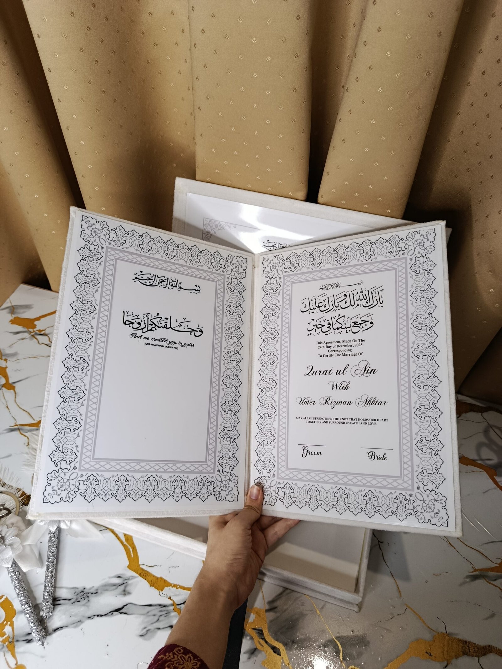 Luxury Islamic Nikkah Nama Booklet Set.