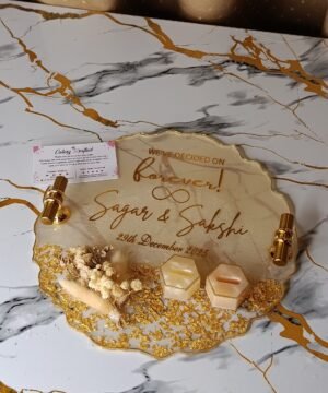 Custom Engagement Resin Platter with Golden Accents