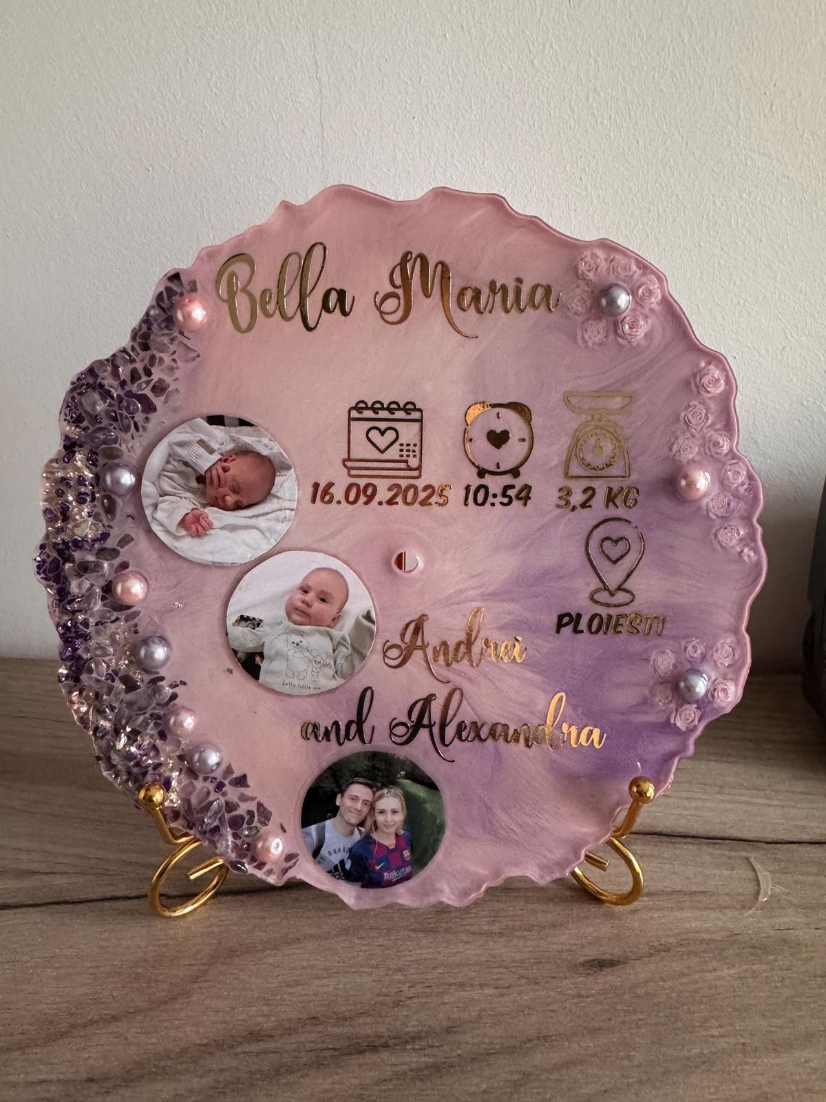 Personalized Resin Baby First Year Memory Photo Board