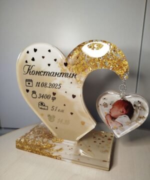 Personalized Resin Baby Birth Stats Keepsake with Photo