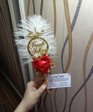 Personalized 2 in 1 Floral Nikkah Pen with Feather