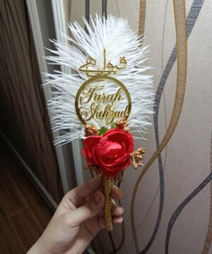 Personalized 2 in 1 Floral Nikkah Pen with Feather