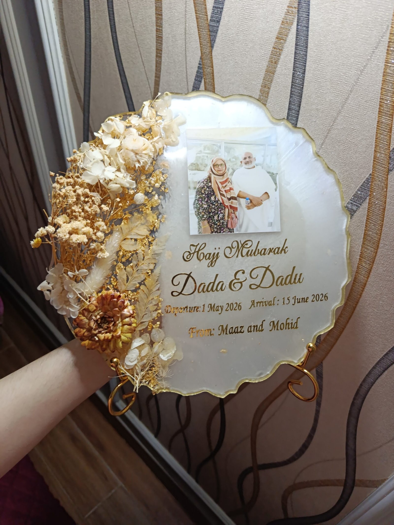 Personalized Hajj Mubarak Resin Photo Frame