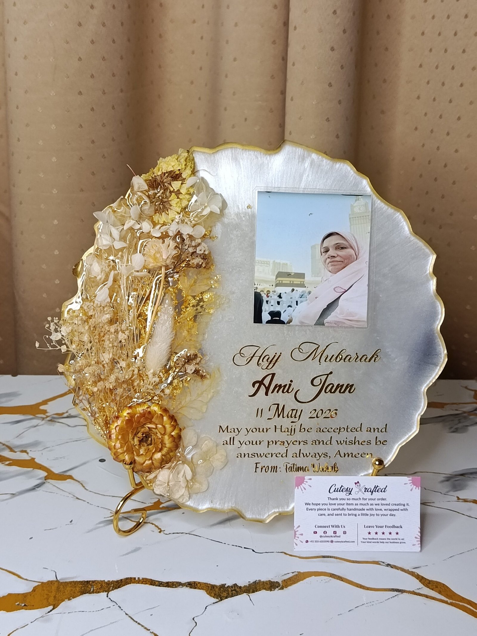 Personalized Hajj Mubarak Resin Photo Frame