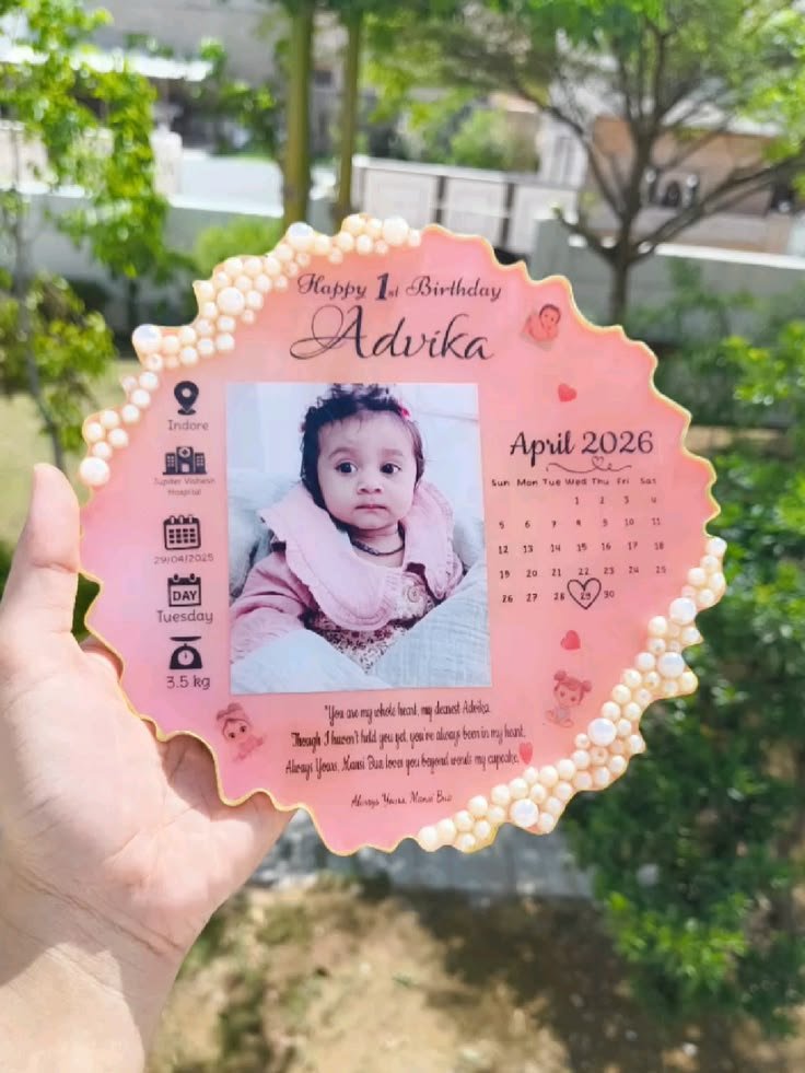 Personalized Resin First Birthday Memory Plaque